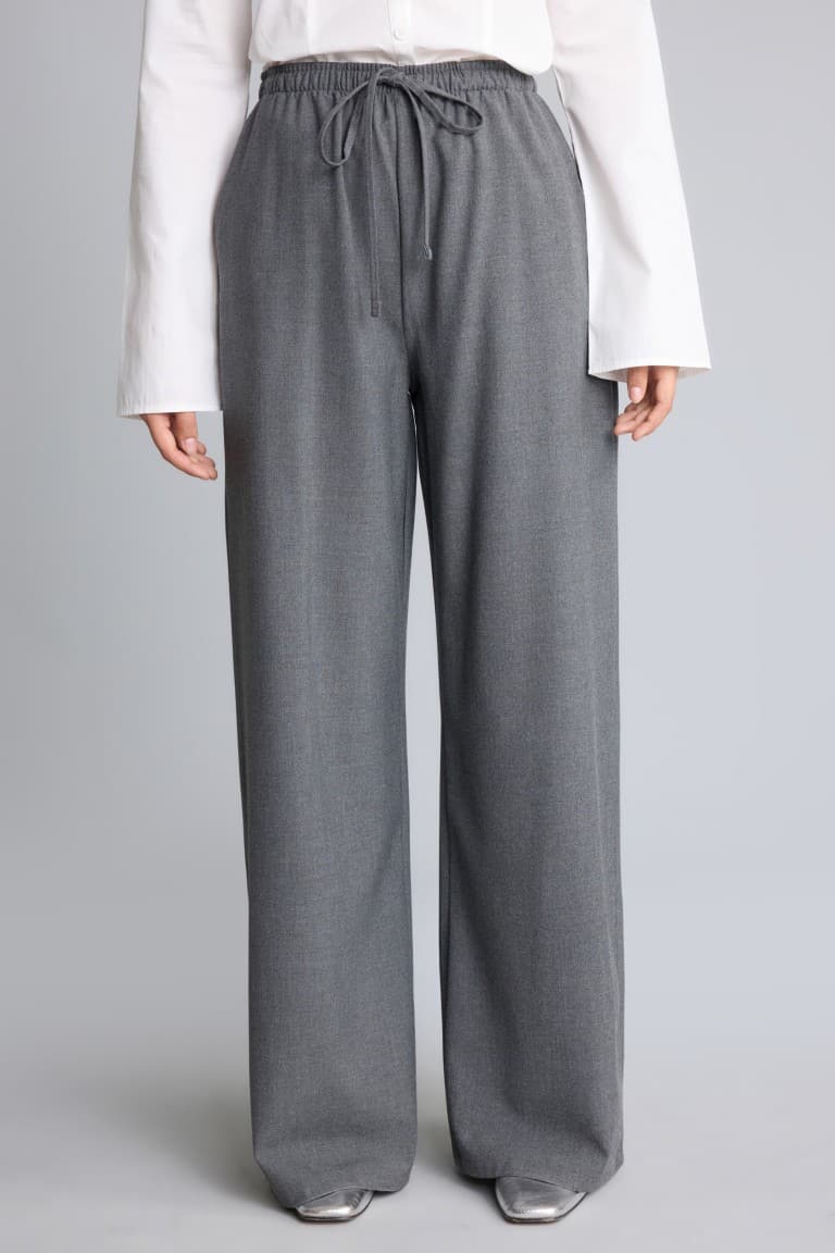 Elastic Waist Wide Leg Fabric Trousers