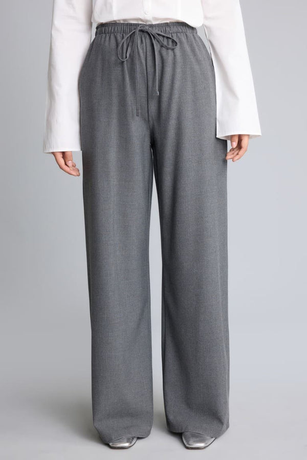 Elastic Waist Wide Leg Fabric Trousers