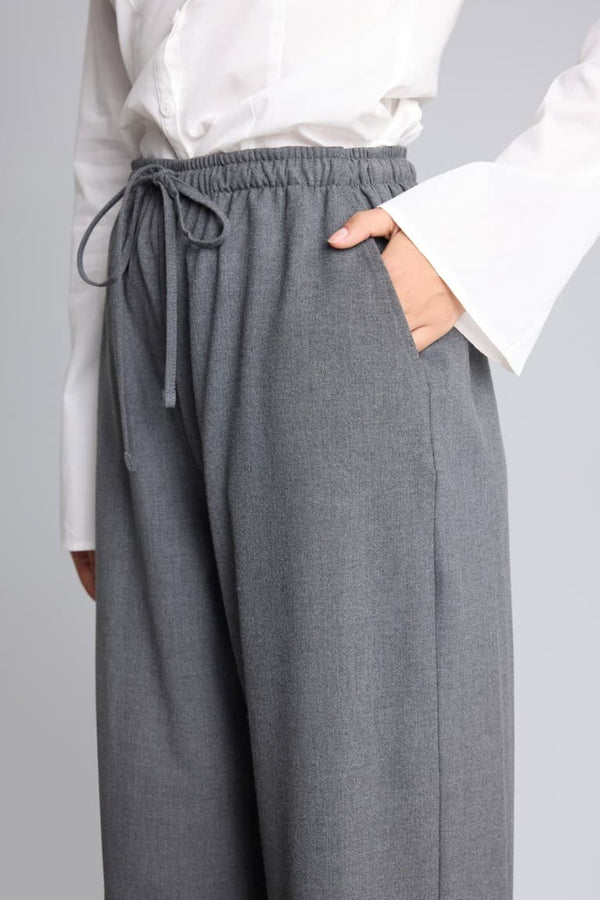 Elastic Waist Wide Leg Fabric Trousers