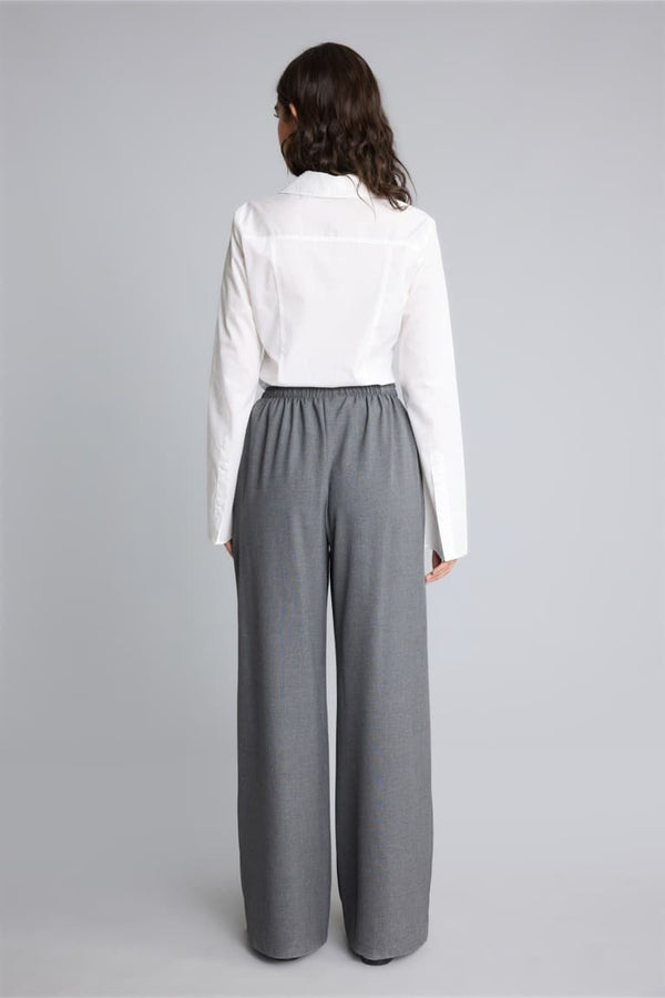 Elastic Waist Wide Leg Fabric Trousers