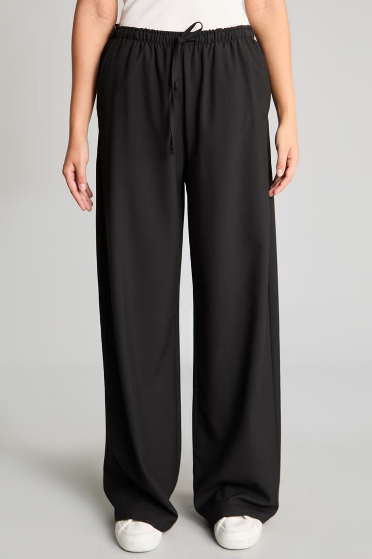 Elastic Waist Wide Leg Fabric Trousers