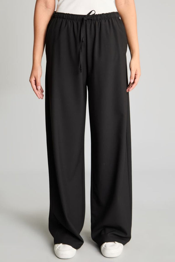 Elastic Waist Wide Leg Fabric Trousers
