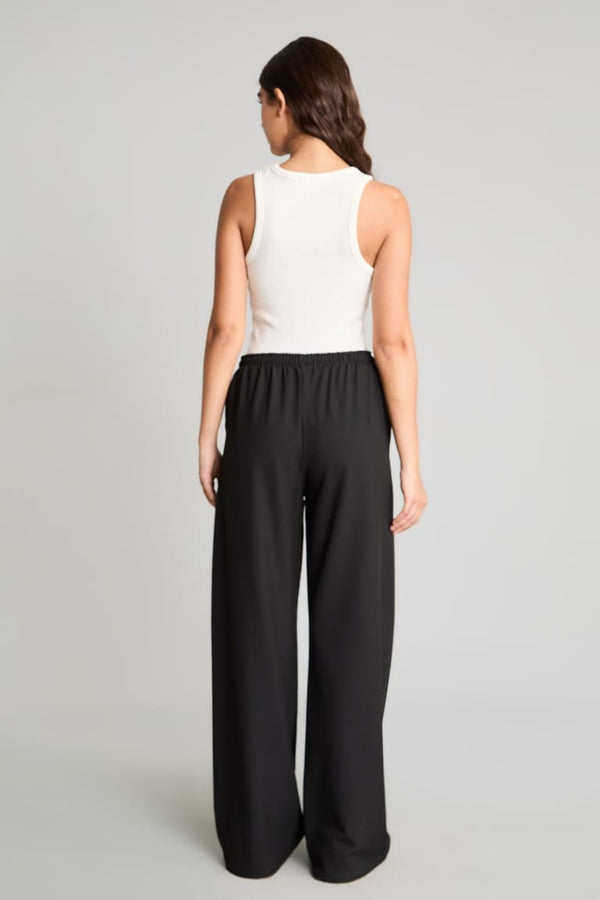 Elastic Waist Wide Leg Fabric Trousers