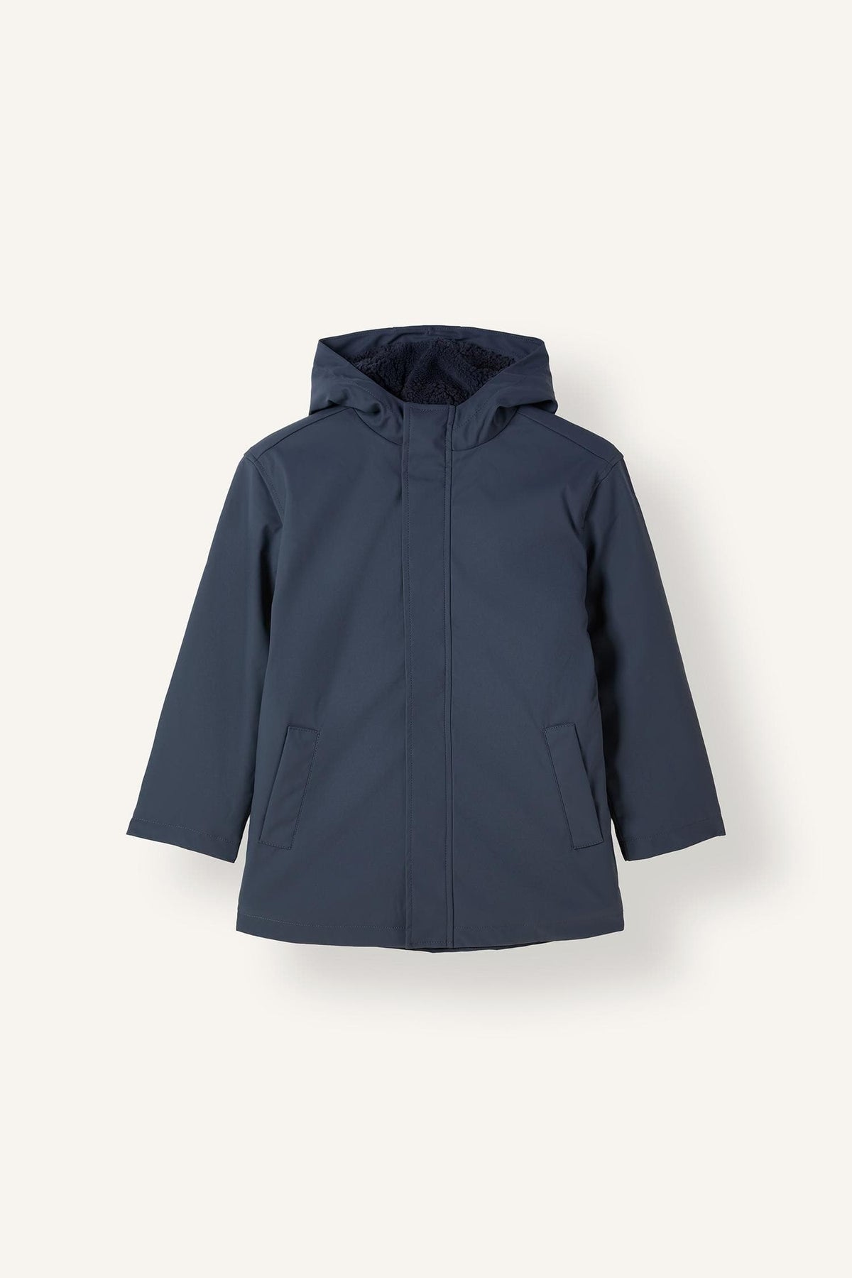 Boys Waterproof Hooded Plush Lining Raincoat