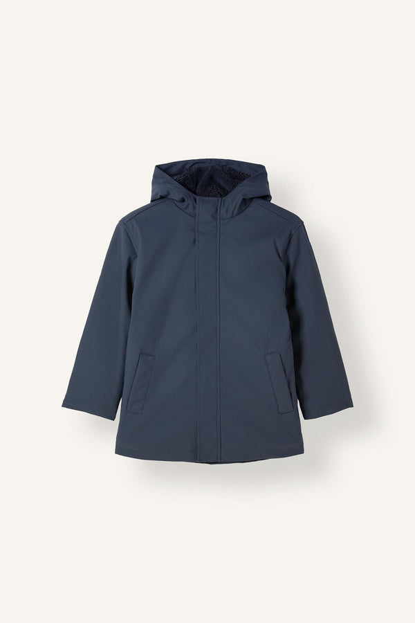 Boys Waterproof Hooded Plush Lining Raincoat