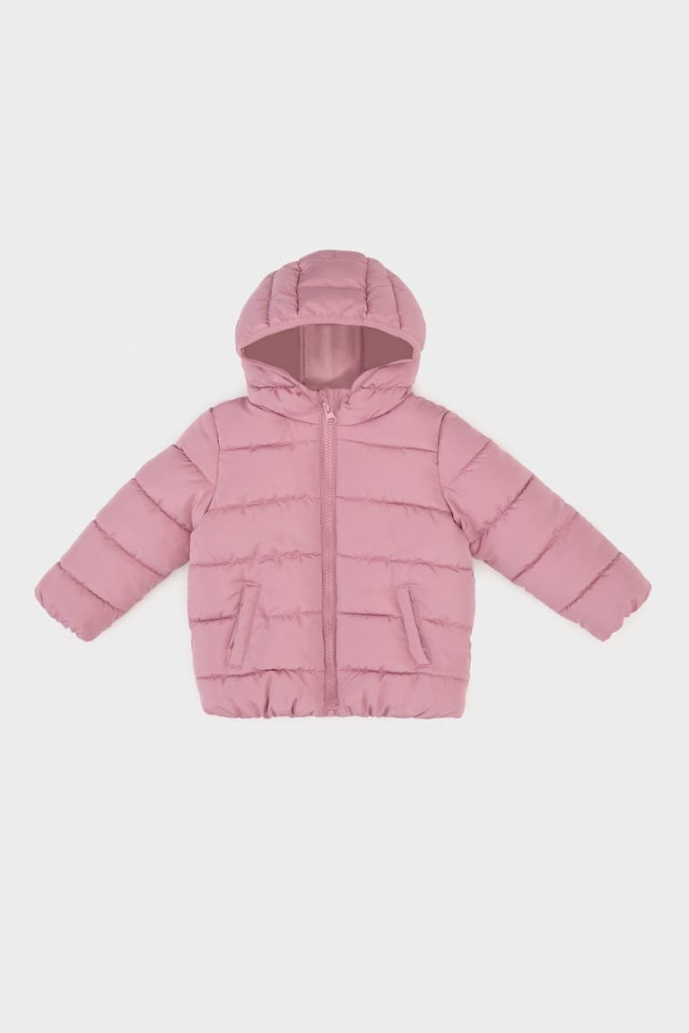 Insulated jacket with hood and zip for girls Main image