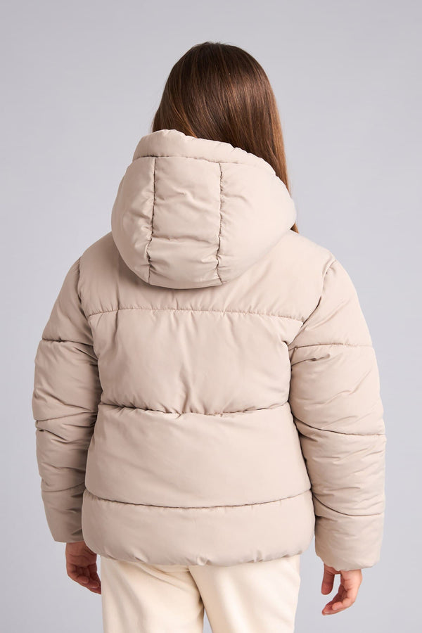 Girls Water-Repellent Hooded Zippered Puffer Coat