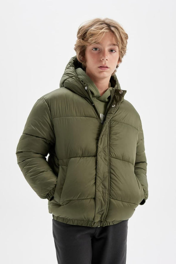 Boys Waterproof Hooded Zippered Coat with Snaps and Pockets