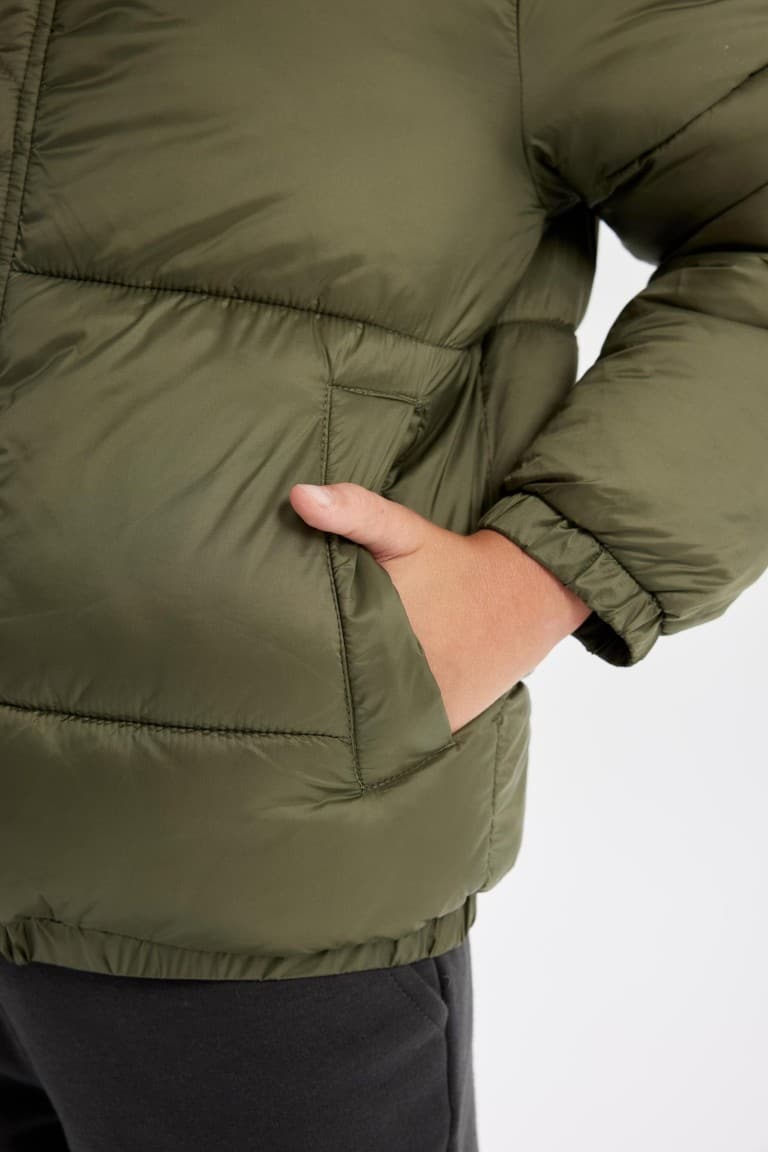 Boys Waterproof Hooded Zippered Coat with Snaps and Pockets