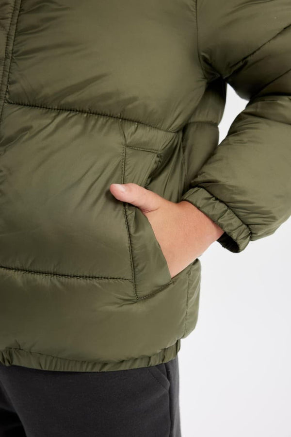 Boys Waterproof Hooded Zippered Coat with Snaps and Pockets
