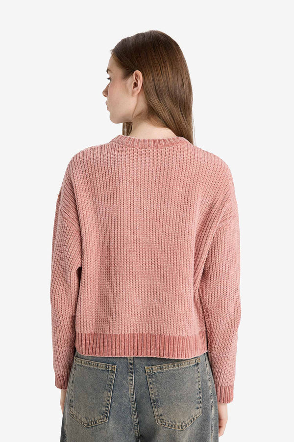 Regular Fit Crew Neck Chenille Sweater