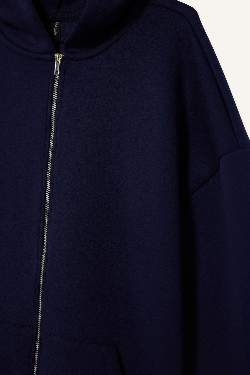Oversize Wide Fit Hooded Scuba Diving Fabric Cardigan