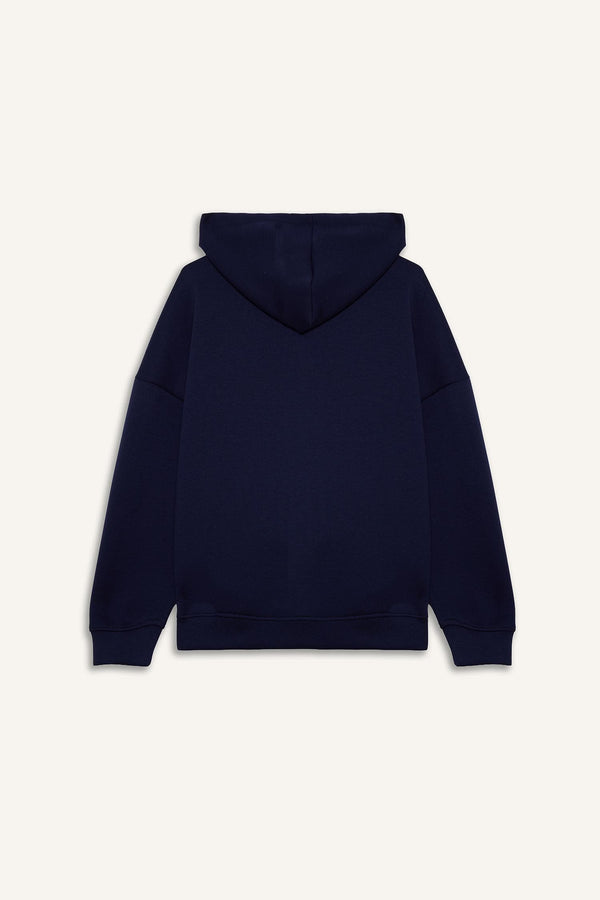 Oversize Wide Fit Hooded Scuba Diving Fabric Cardigan