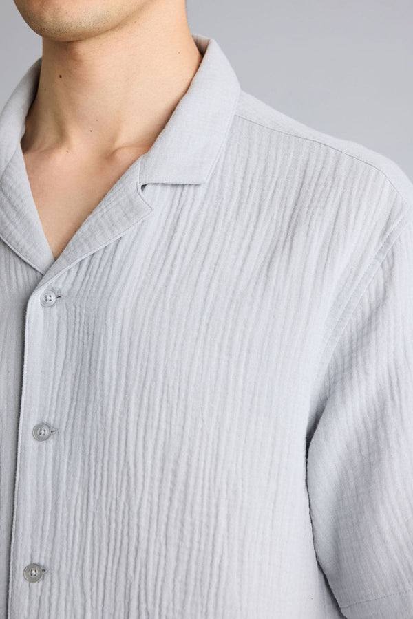 100% Cotton Relax Fit Polo Collar Cotton Summer Muslin Short Sleeve Shirt