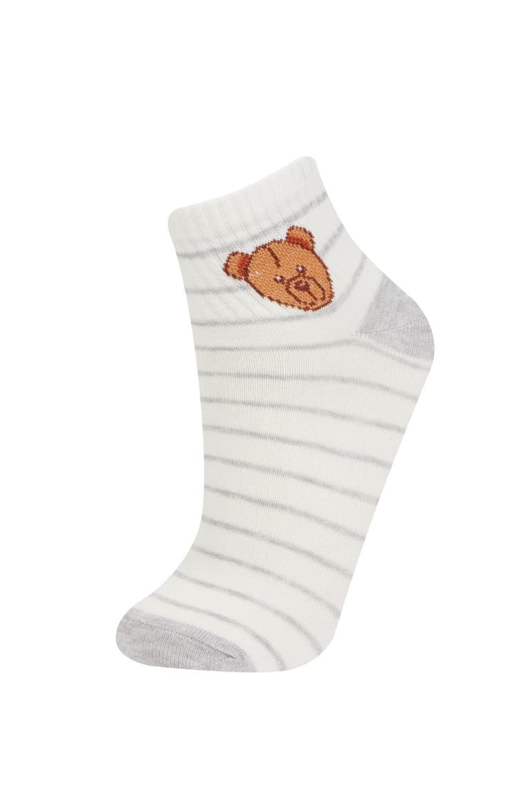 Women Teddy Bear 3-Pack Cotton Booties Socks