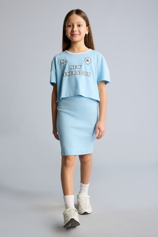 Girl Corduroy Camisole Dress T-Shirt 2 Piece Set