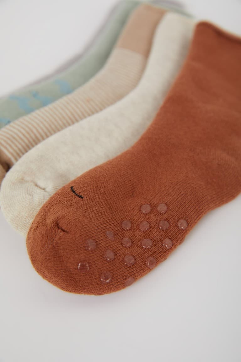 Non-Slip Sole 5-Pack Cotton Terry Socks Baby Boy