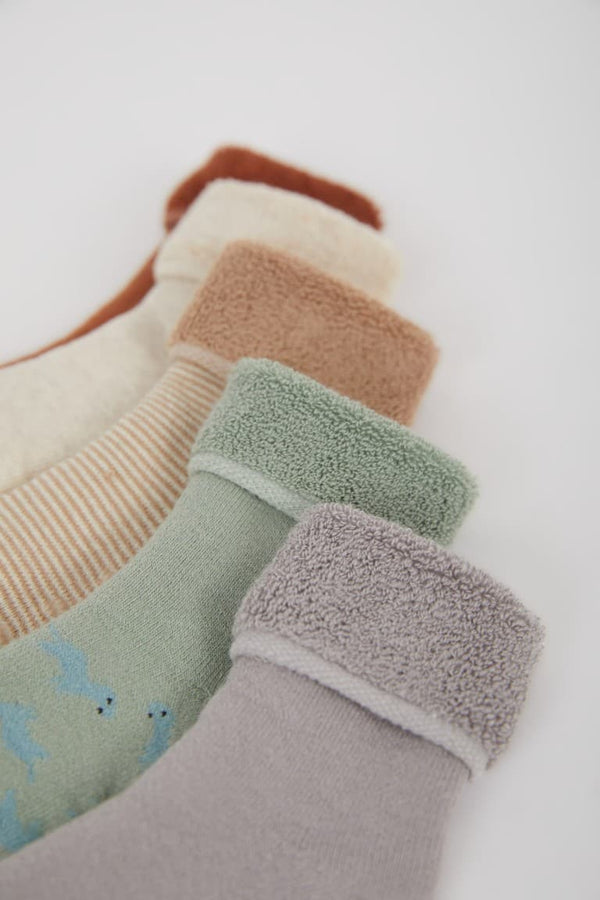 Non-Slip Sole 5-Pack Cotton Terry Socks Baby Boy