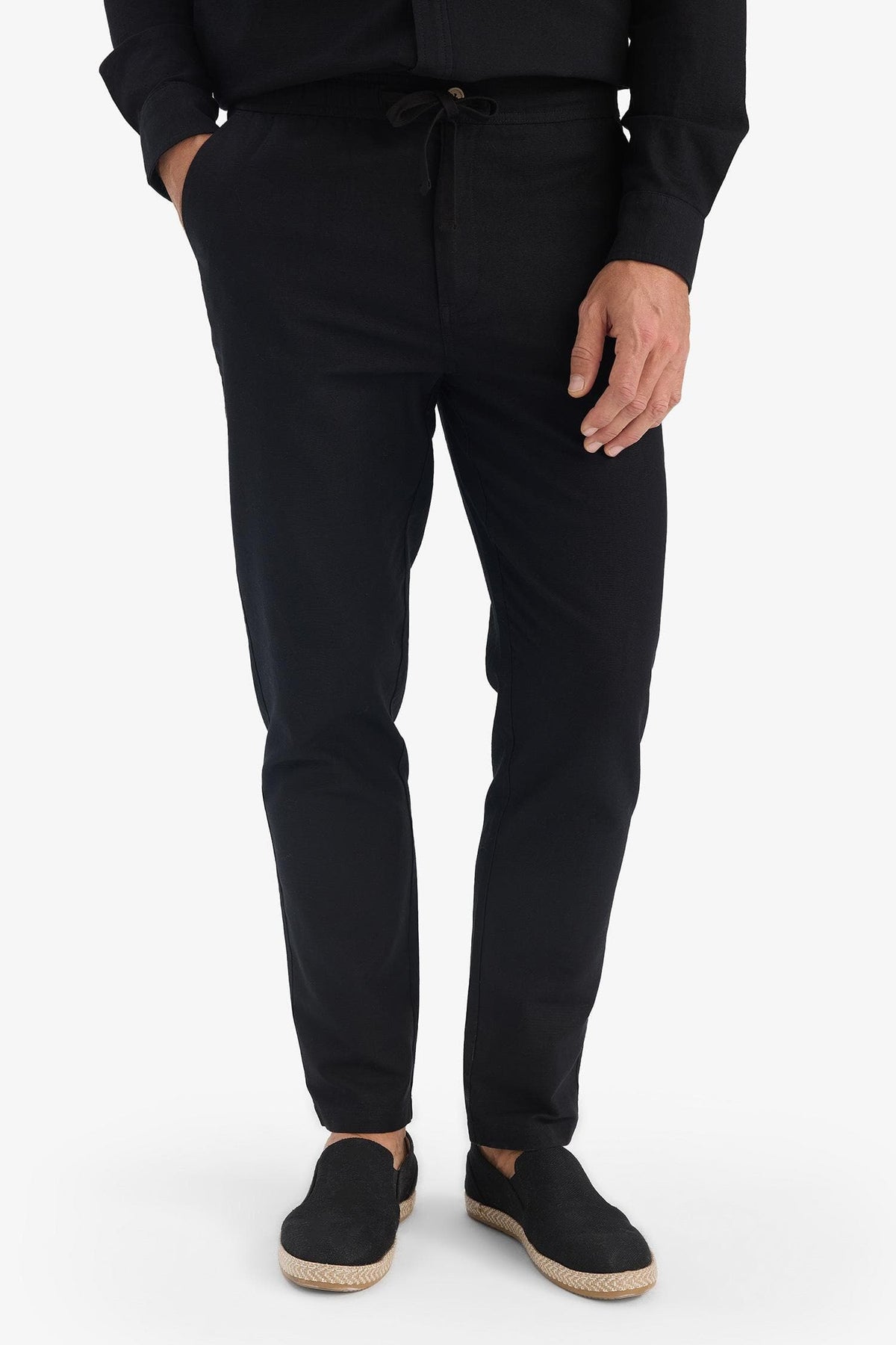 100% Cotton Summer Waisty Strap-on Jogger Pants Slim Fit Fit Fit Fit Fit With Flat Leg Pocket