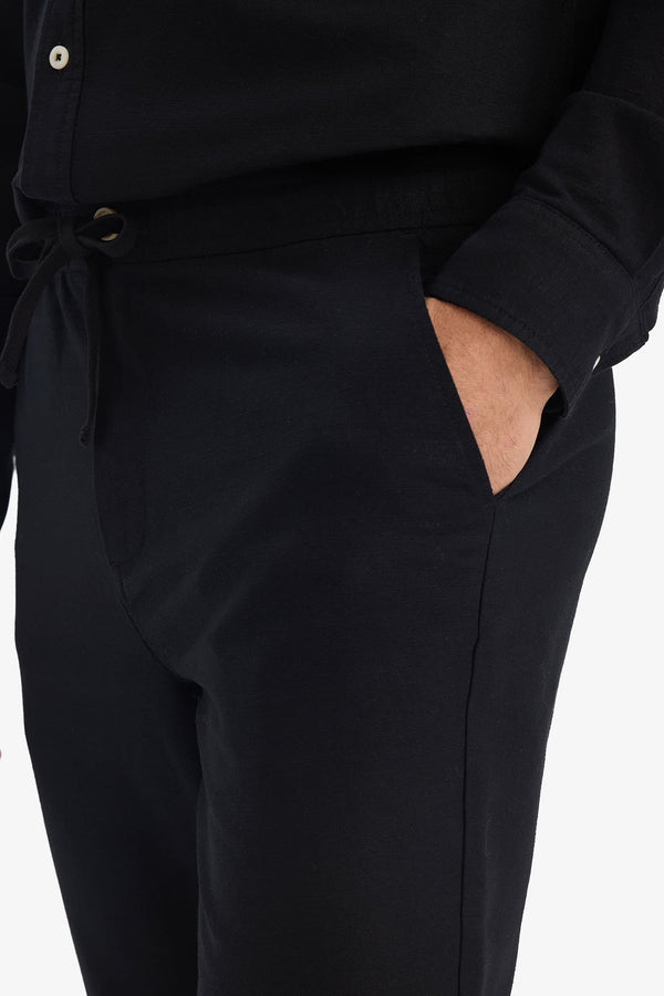 100% Cotton Summer Waisty Strap-on Jogger Pants Slim Fit Fit Fit Fit Fit With Flat Leg Pocket