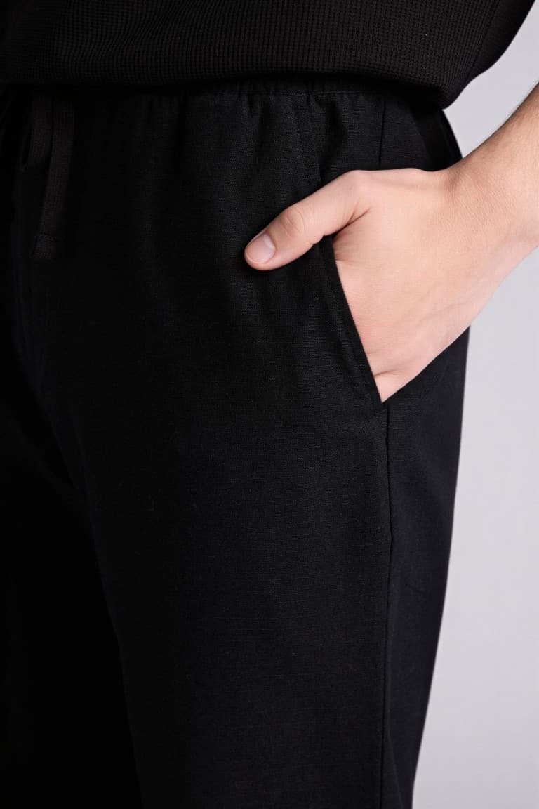 100% Cotton Summer Waisty Strap-on Jogger Pants Slim Fit Fit Fit Fit Fit With Flat Leg Pocket