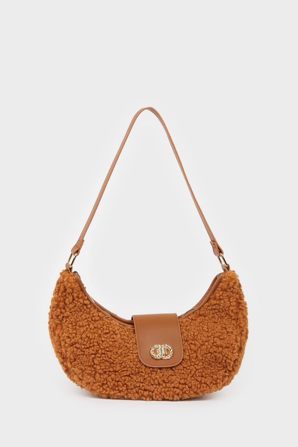 Women Faux Leather Plush Shoulder Bag Main image