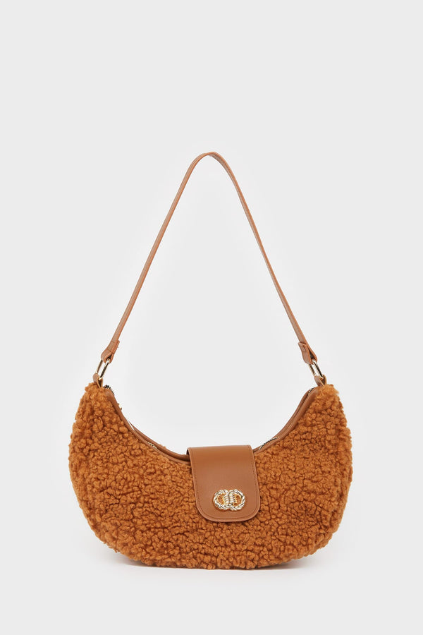 Women Faux Leather Plush Shoulder Bag