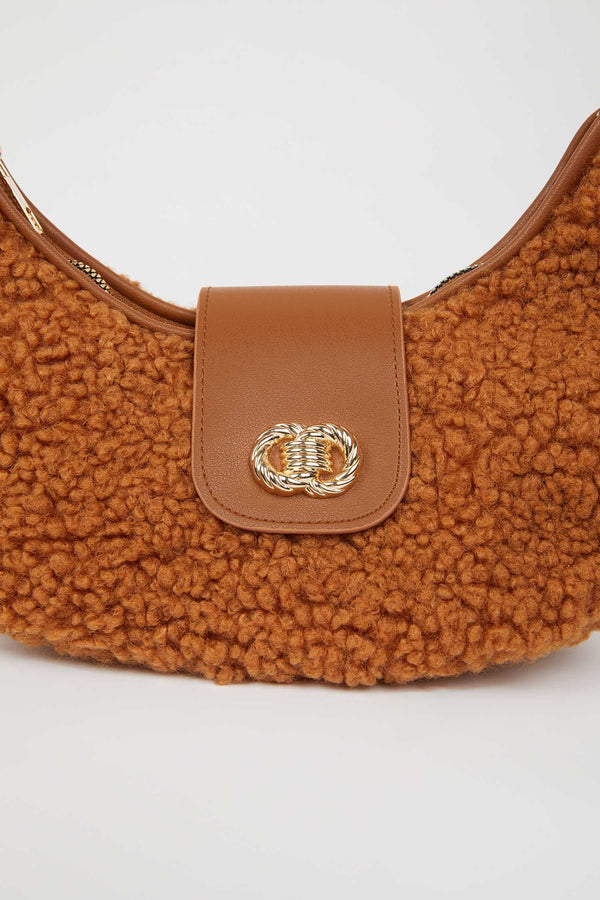 Women Faux Leather Plush Shoulder Bag