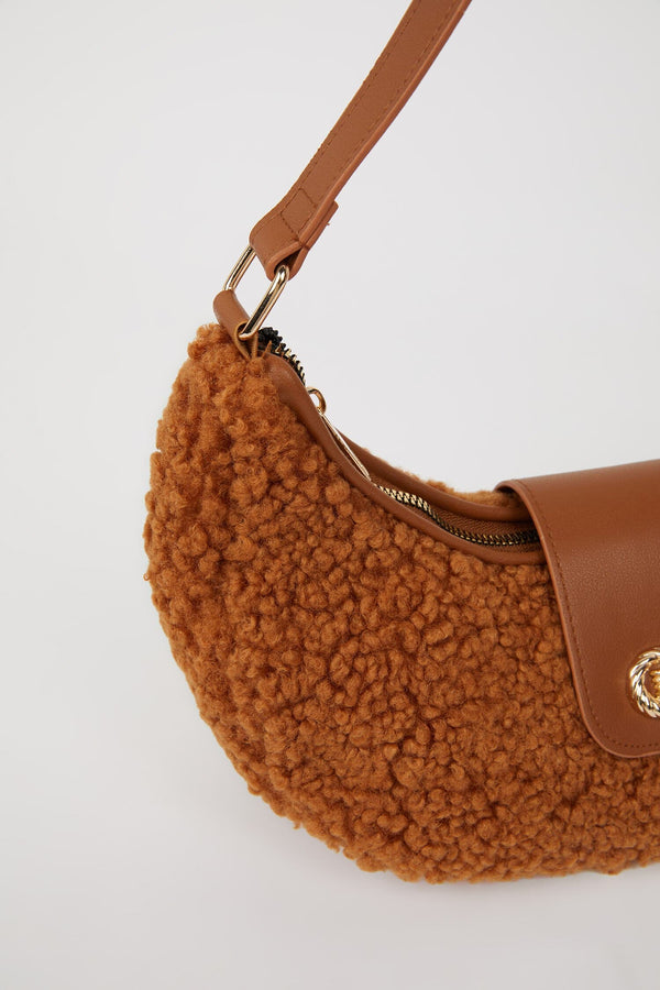 Women Faux Leather Plush Shoulder Bag