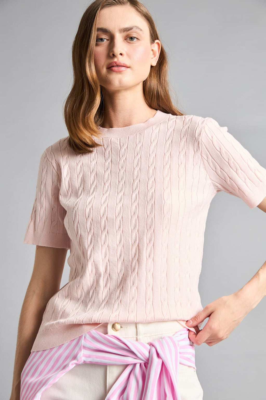 Regular Fit Crew Neck Short Sleeve Knitwear Sweater
