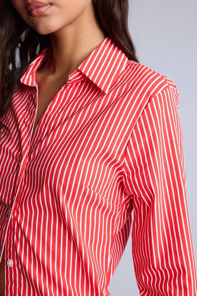 Fitted Basic Bengalin Long Sleeve Shirt