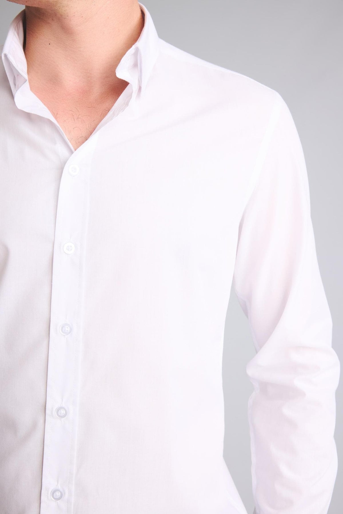 Slim Fit Polo Collar Poplin Long Sleeve Shirt