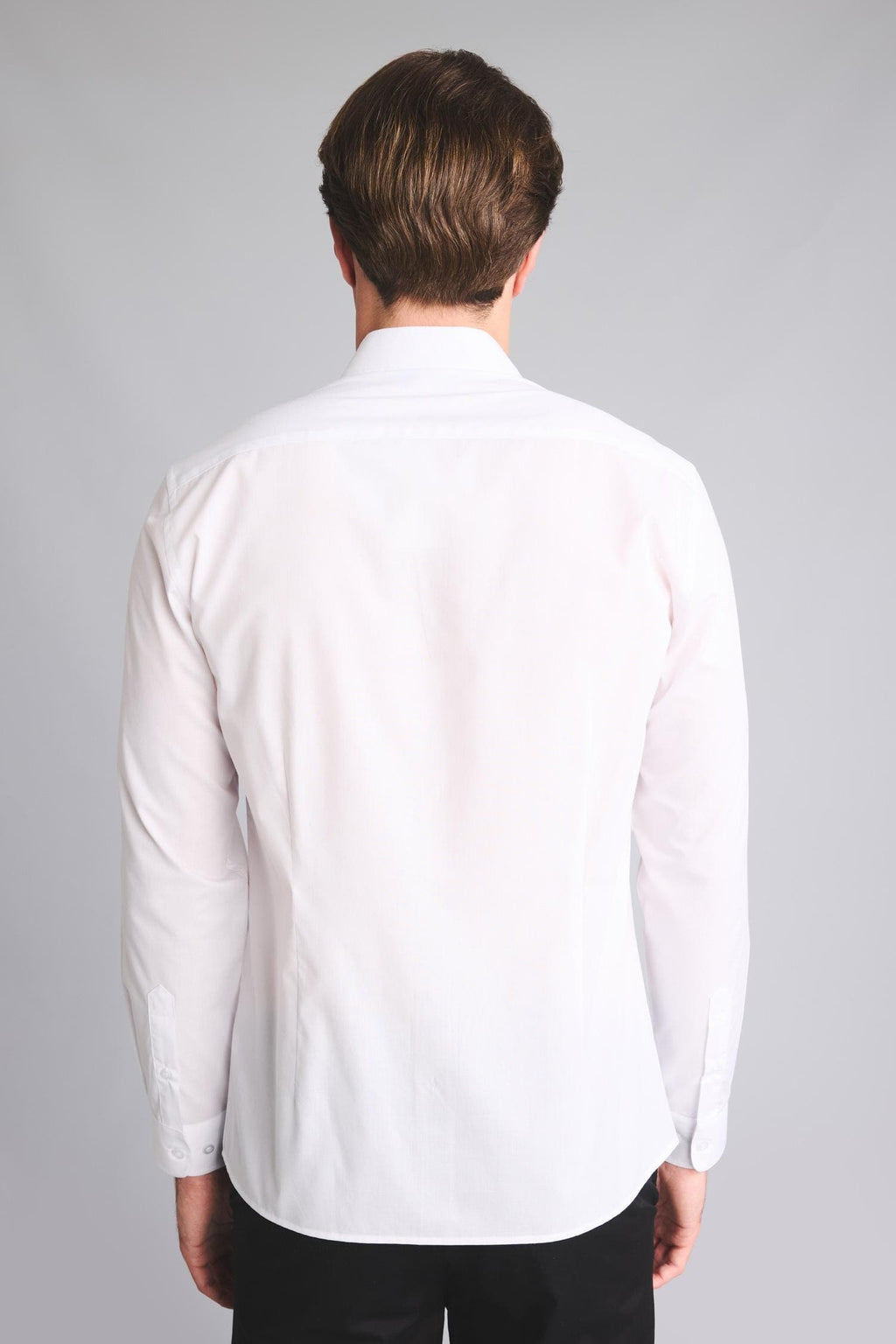 Slim Fit Polo Collar Poplin Long Sleeve Shirt