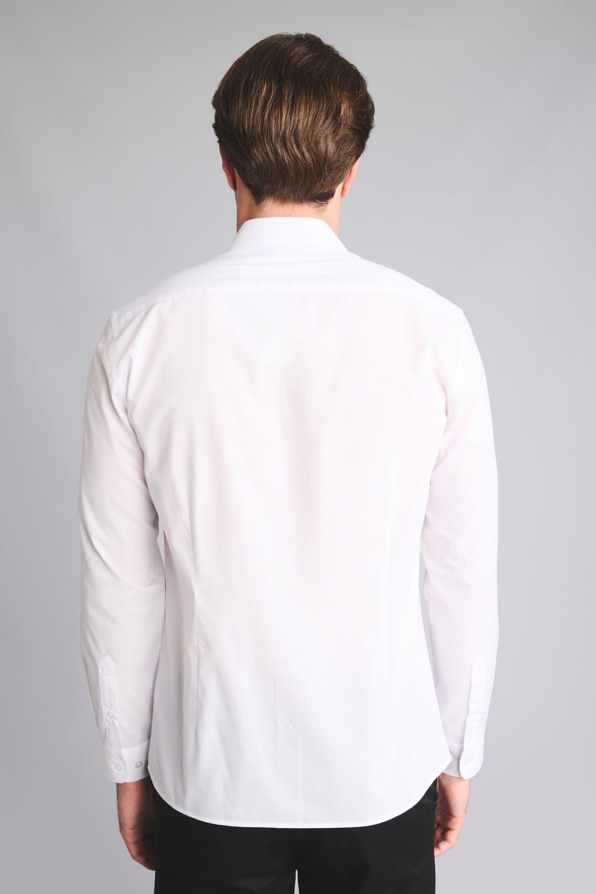 Slim Fit Polo Collar Poplin Long Sleeve Shirt
