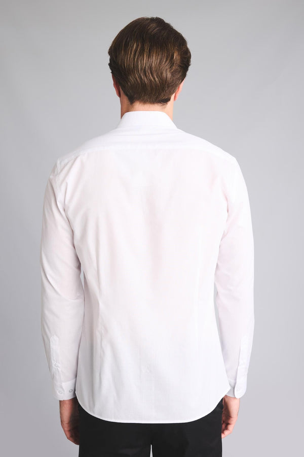Slim Fit Polo Collar Poplin Long Sleeve Shirt