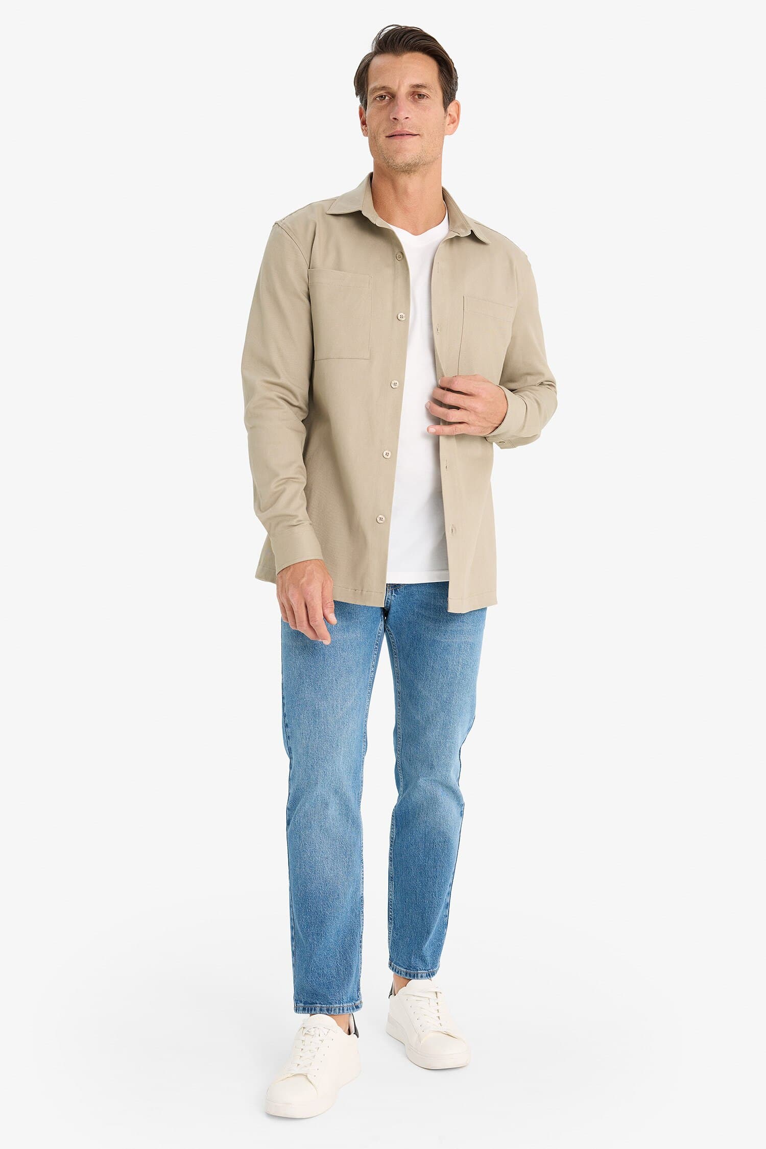 Regular Fit Polo Collar Gabardin Long Sleeve Shirt Secondary image