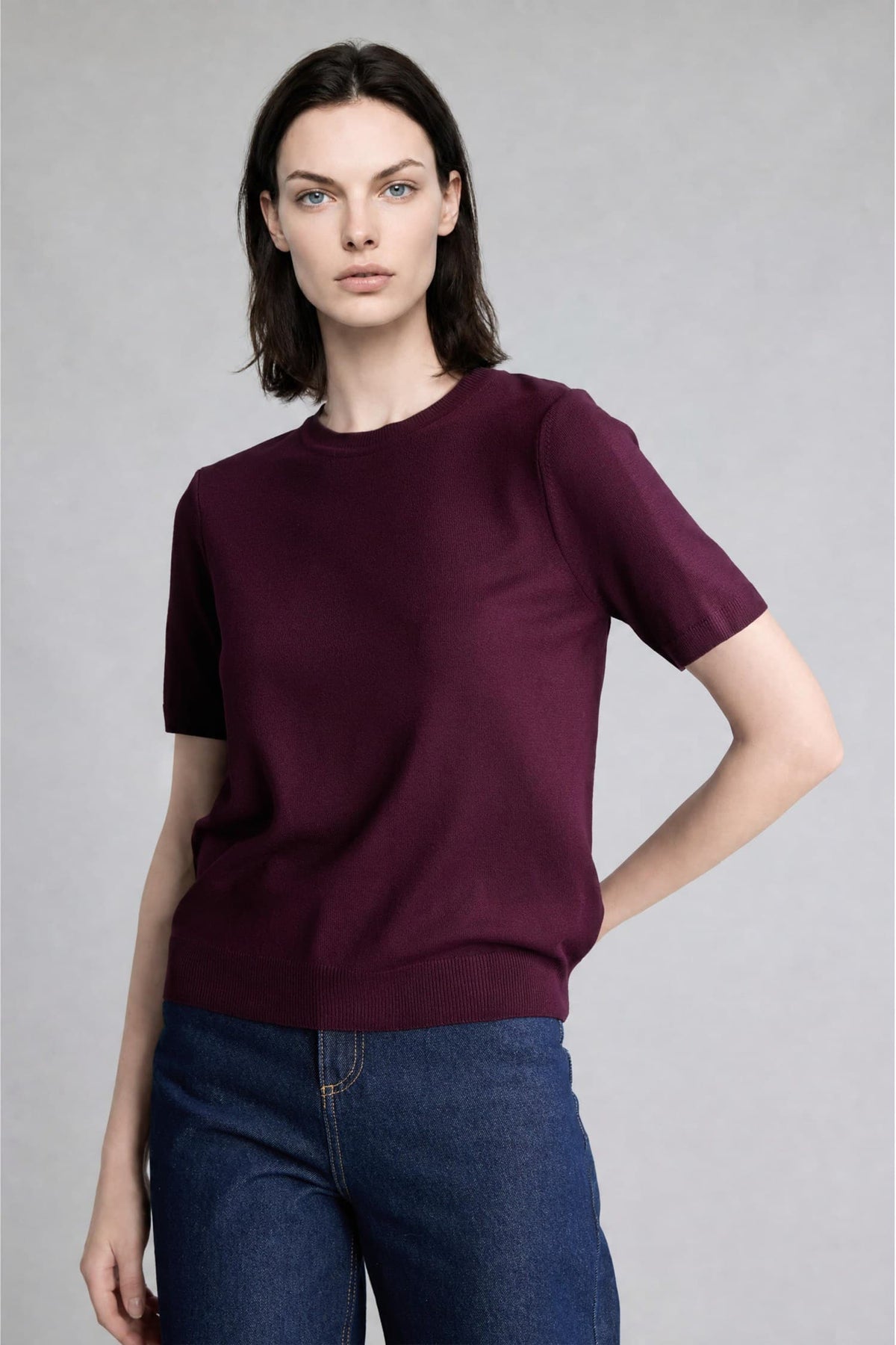 Regular Fit Crew Neck Short Sleeve Sweater