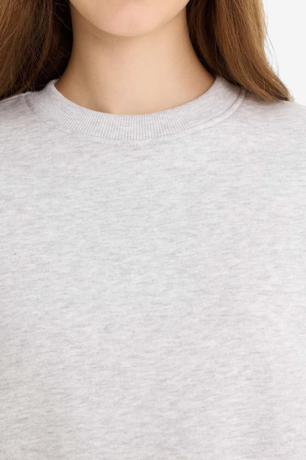 Regular Fit Crew Neck Thick Basic Plain Sweatshirt