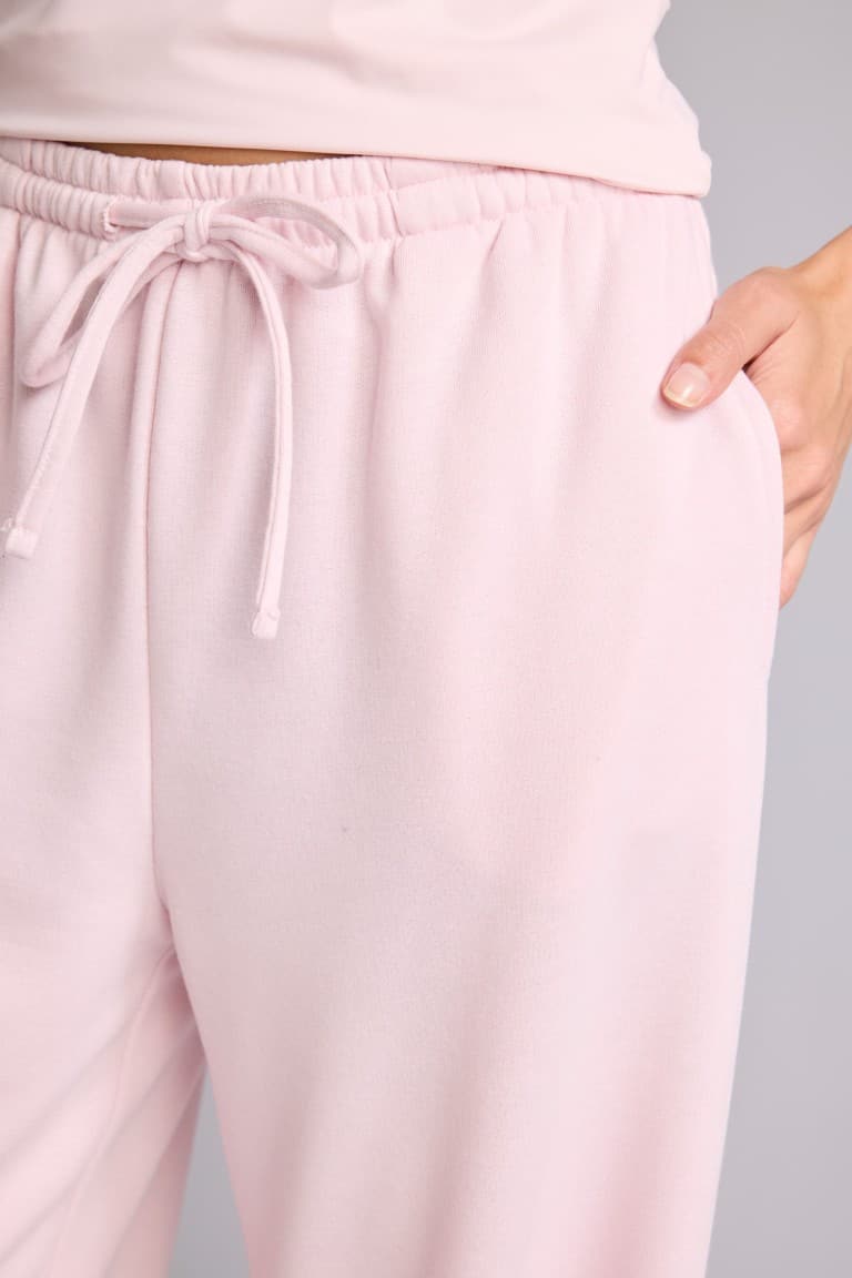Straight Fit Tied Waist Basic Plain Wide Leg Sweatpants