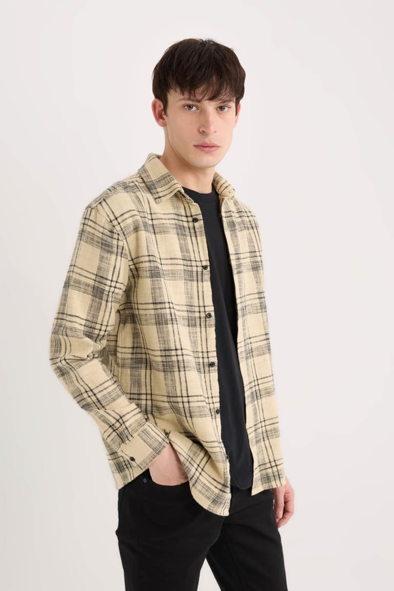 Regular Fit Cotton Plaid Long Sleeve Shirt Main image