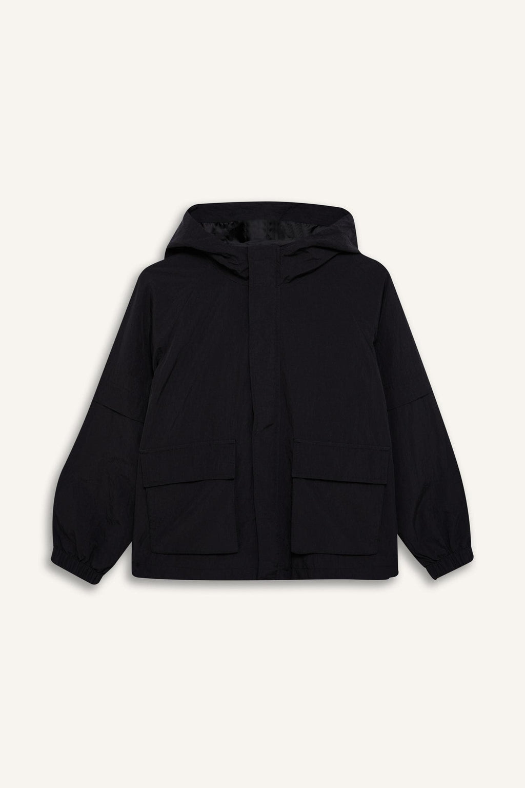Water Repellent Hooded Zipper Snap Pocket Raincoat Girls