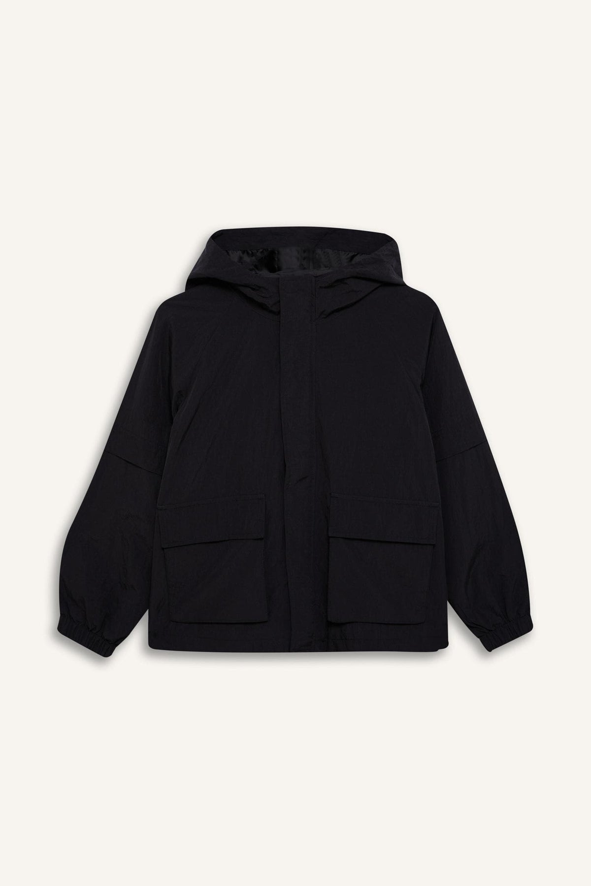 Water Repellent Hooded Zipper Snap Pocket Raincoat Girls