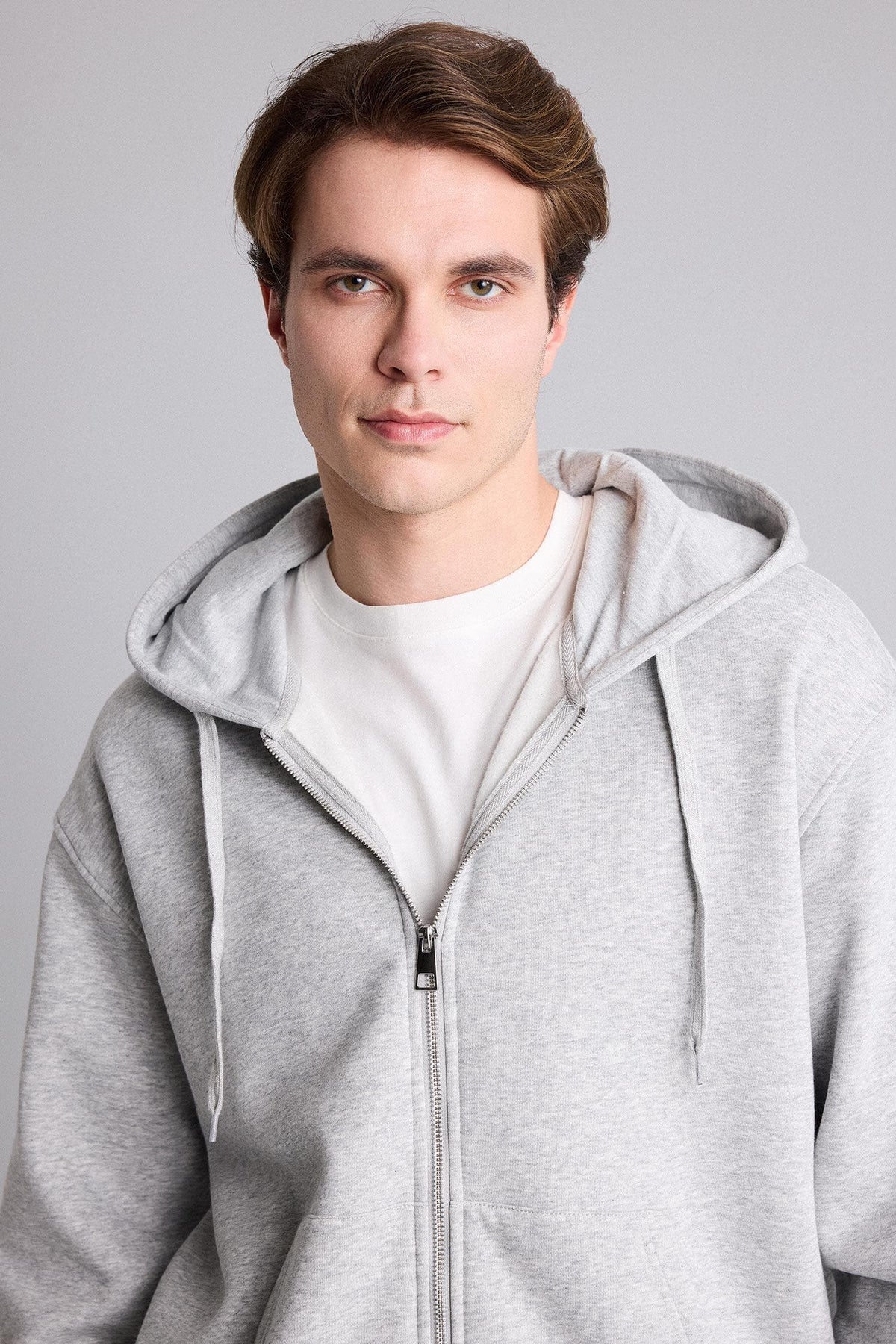 Relax Fit Hooded Soft Furry Inside Basic Plain Pocket Thick Zippered Sweatshirt