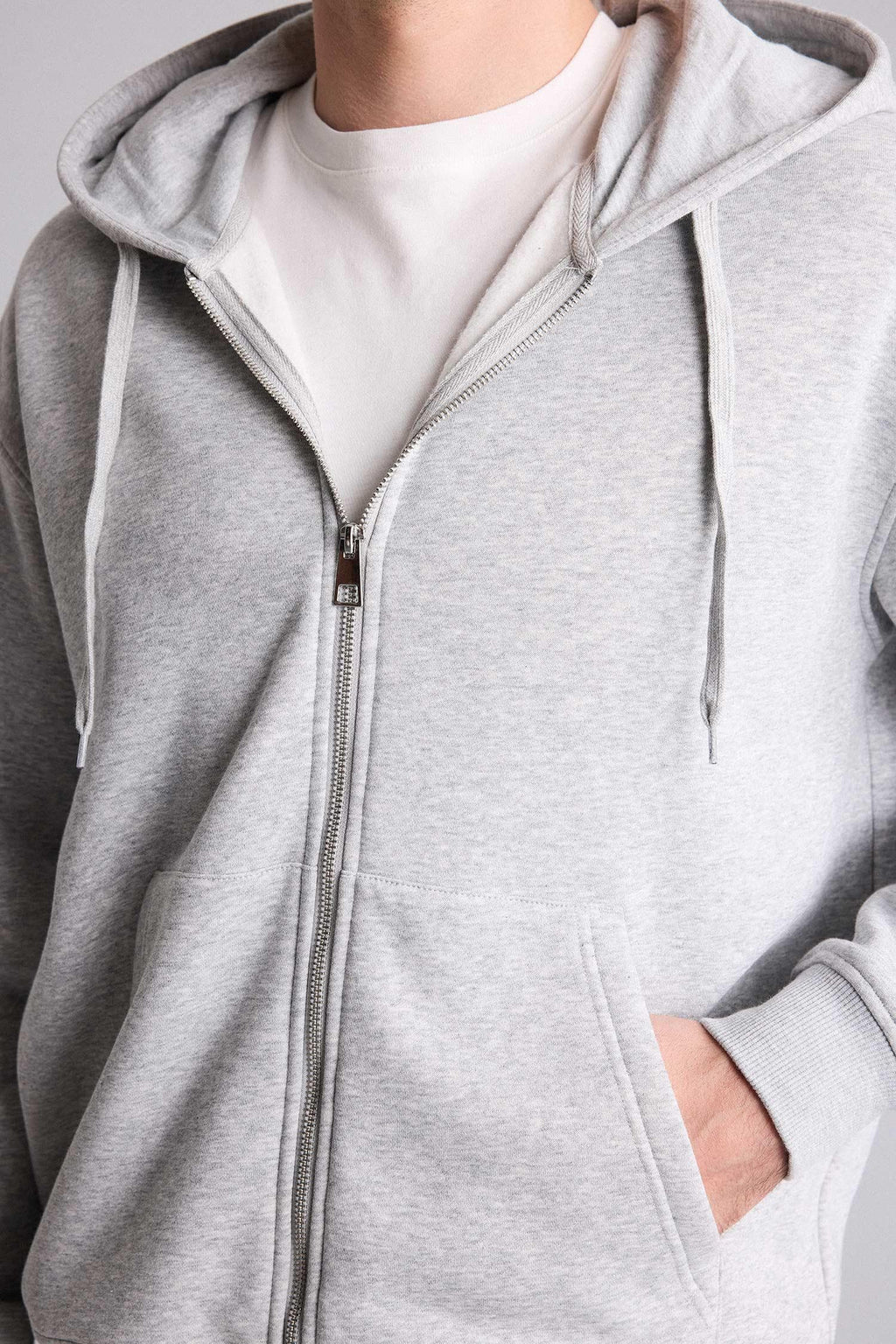 Relax Fit Hooded Soft Furry Inside Basic Plain Pocket Thick Zippered Sweatshirt
