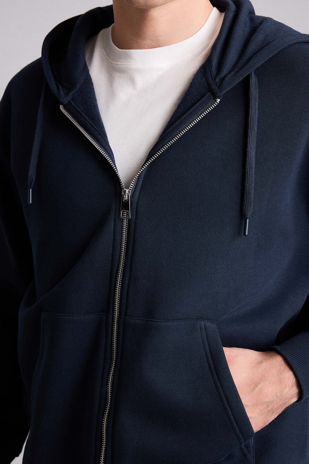 Relax Fit Hooded Soft Furry Inside Basic Plain Pocket Thick Zippered Sweatshirt
