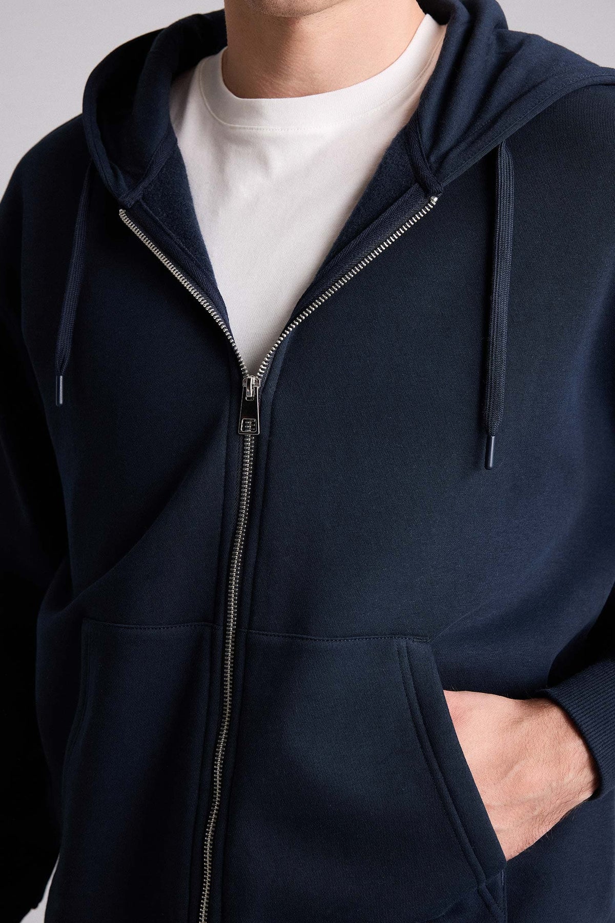 Relax Fit Hooded Soft Furry Inside Basic Plain Pocket Thick Zippered Sweatshirt