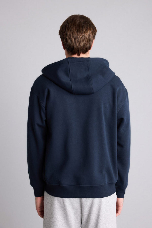 Relax Fit Hooded Soft Furry Inside Basic Plain Pocket Thick Zippered Sweatshirt