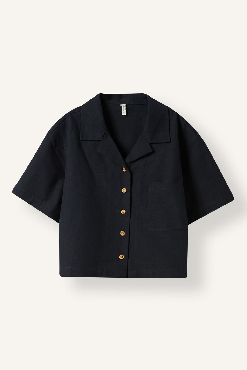 Girl Linen Short Sleeve Crop Shirt