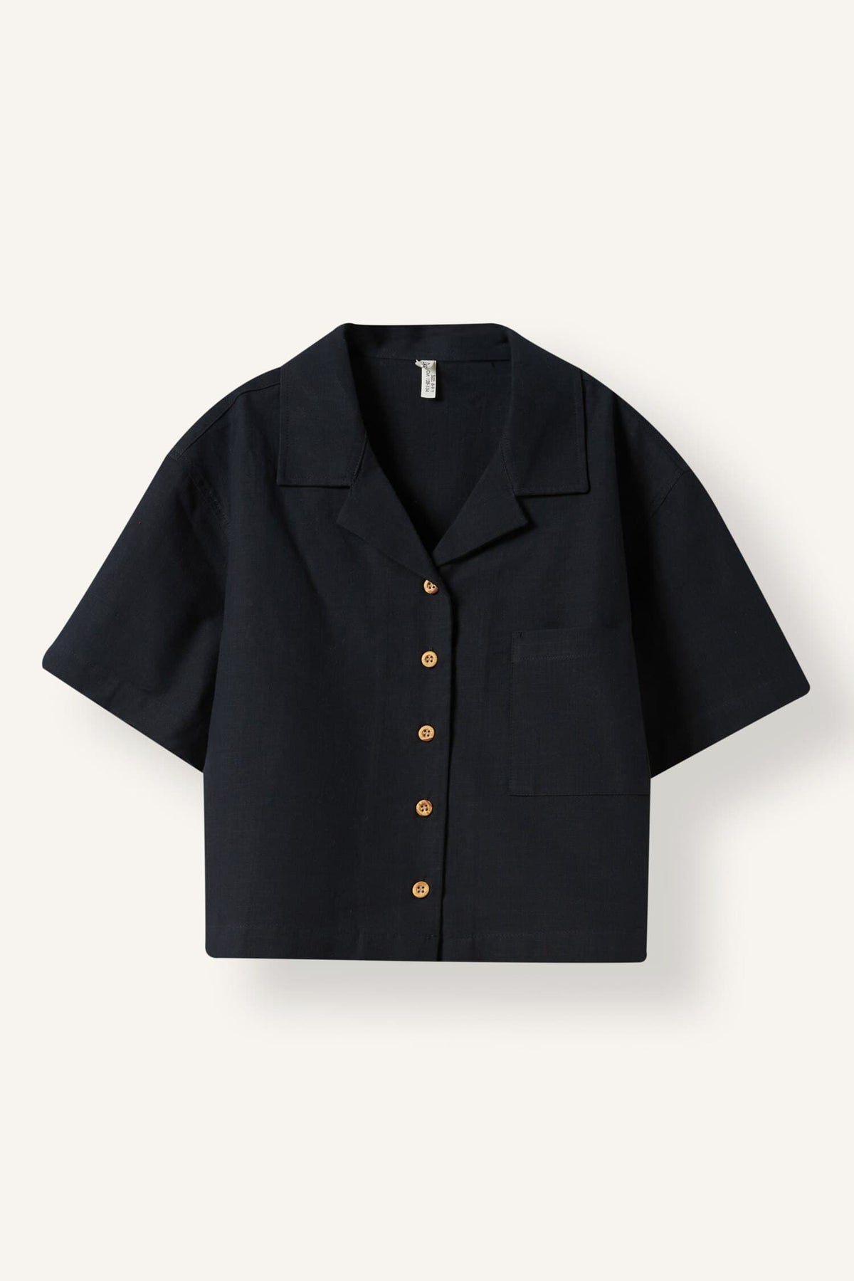 Girl Linen Short Sleeve Crop Shirt