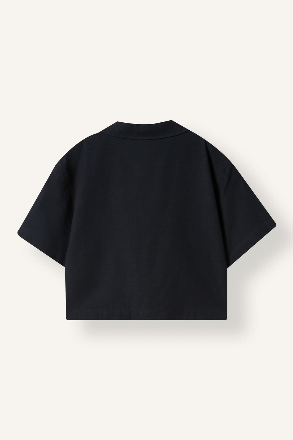 Girl Linen Short Sleeve Crop Shirt